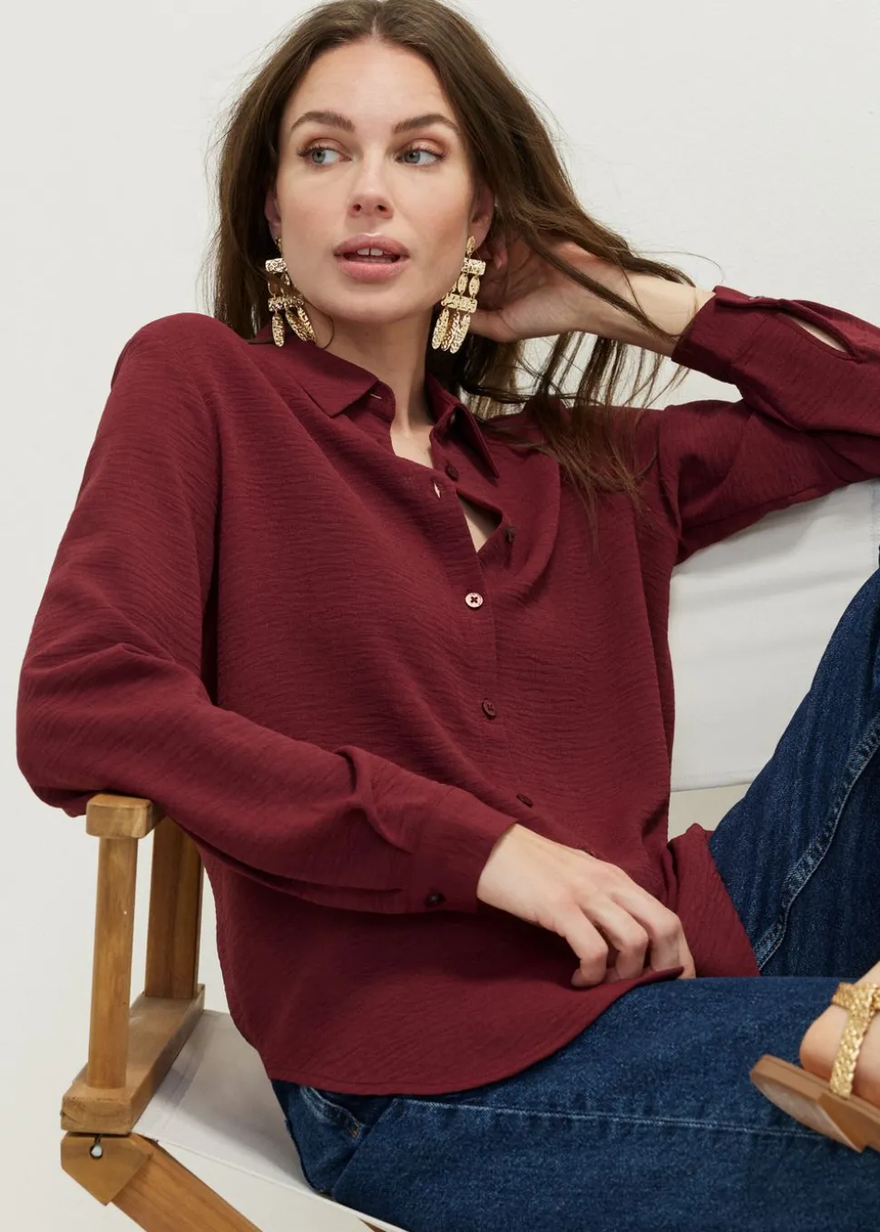 Basic blouse met lange mouwen