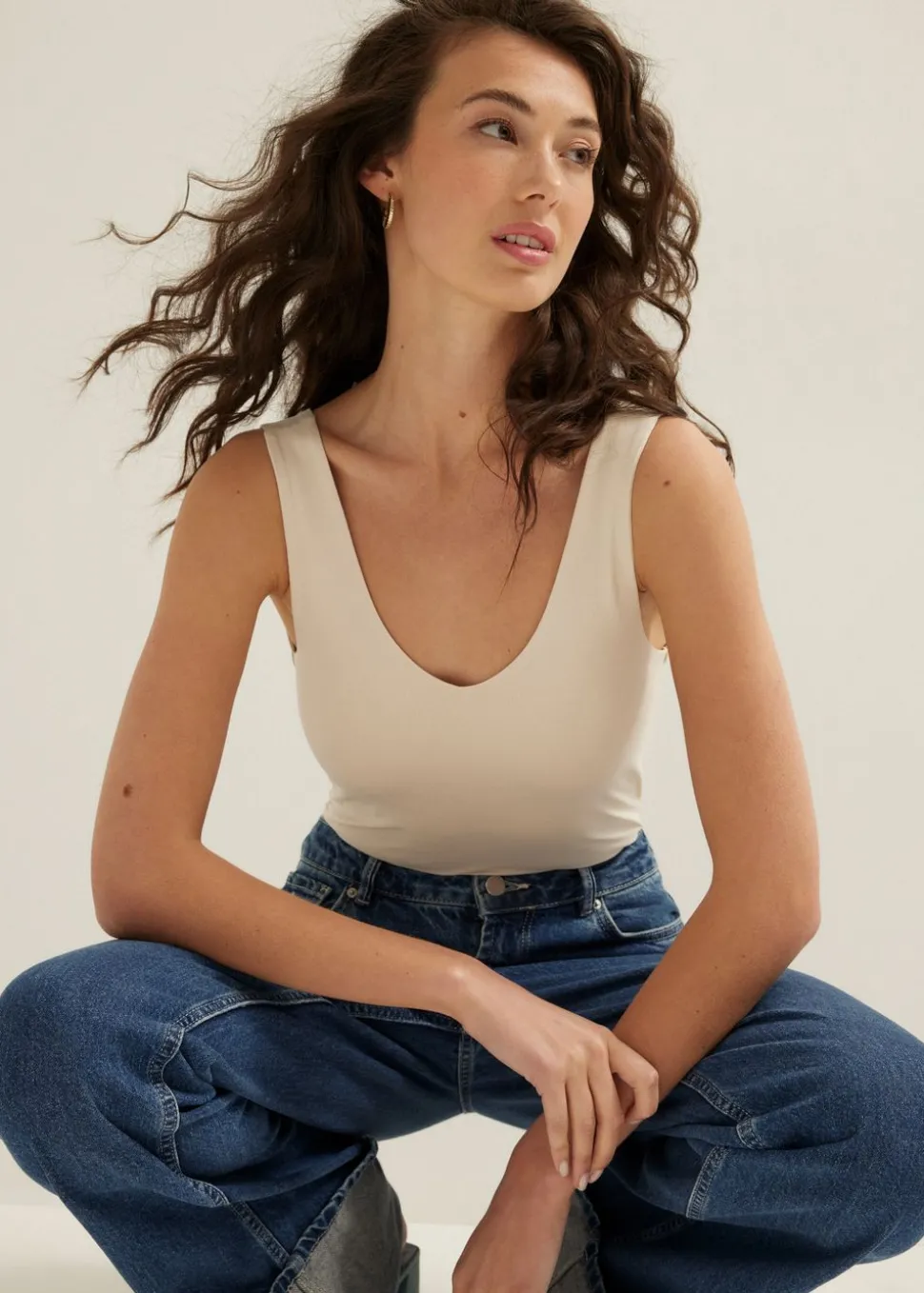 Basic singlet met v-hals
