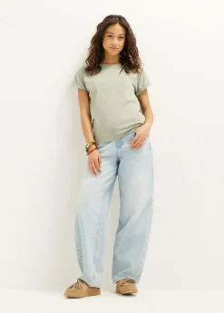 Basic T-shirt met opgerolde mouw