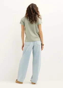 Basic T-shirt met opgerolde mouw
