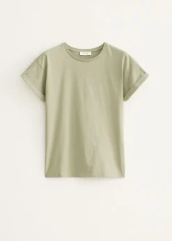 Basic T-shirt met opgerolde mouw