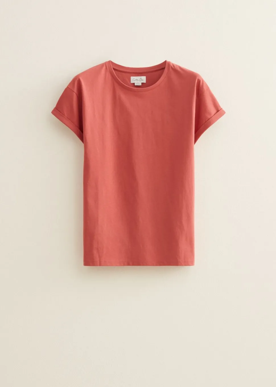 Basic T-shirt met opgerolde mouw