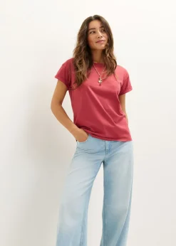 Basic T-shirt met opgerolde mouw