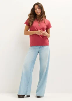Basic T-shirt met opgerolde mouw
