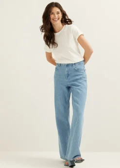 Basic T-shirt met opgerolde mouw