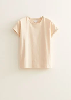 Basic T-shirt met opgerolde mouw