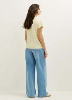 Basic T-shirt met opgerolde mouw