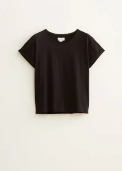Basic T-shirt met opgerolde mouw