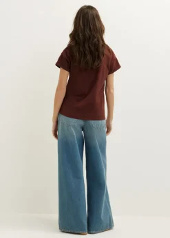 Basic T-shirt met opgerolde mouw