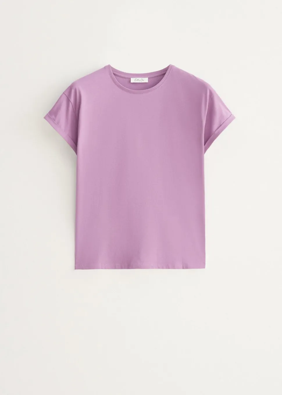 Basic T-shirt met opgerolde mouw