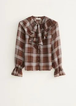 Blouse met ruit en ruches