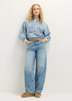Denim blouse met strik