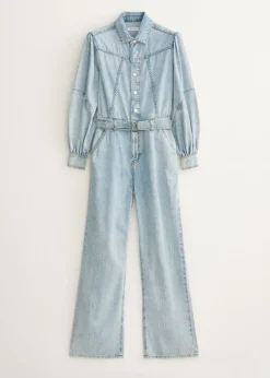 Denim jumpsuit met riem