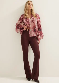 Flared broek met rib