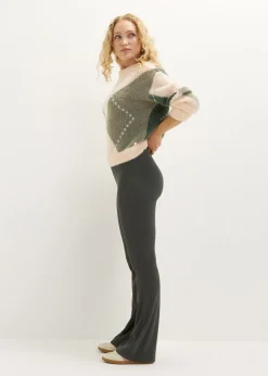 Flared broek met rib