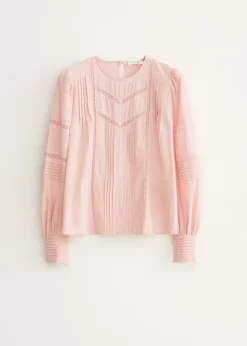 Geborduurde top met pintucks