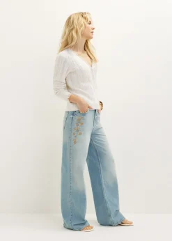 Geborduurde wide leg jeans