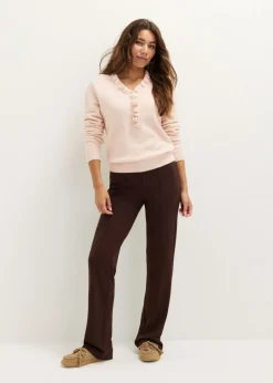 Gebreide trui met ruffles