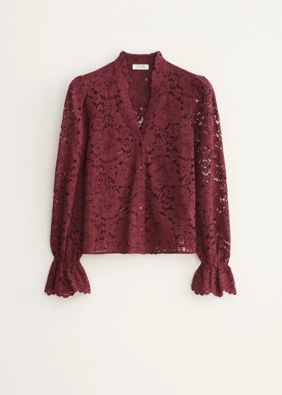 Kanten blouse met ruches