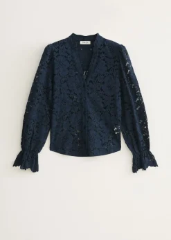 Kanten blouse met ruches