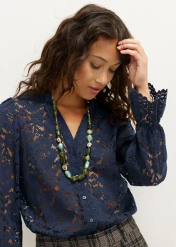 Kanten blouse met ruches
