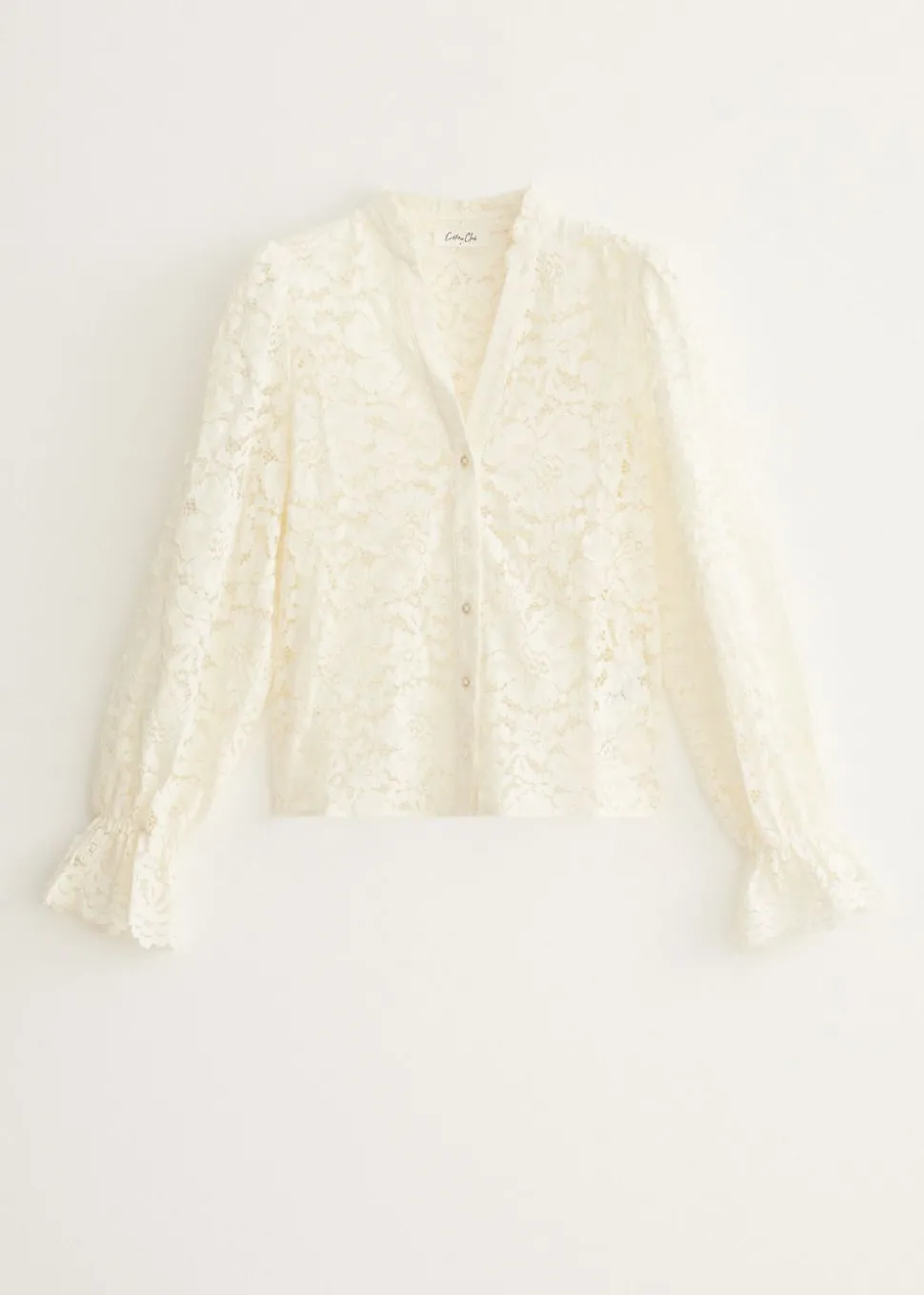Kanten blouse met ruches