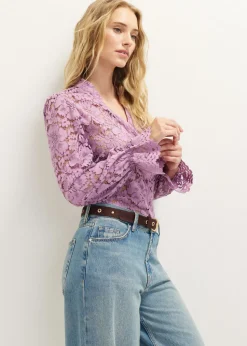 Kanten blouse met ruches