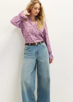 Kanten blouse met ruches