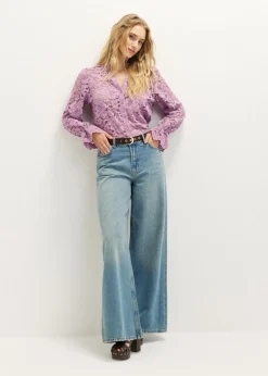 Kanten blouse met ruches