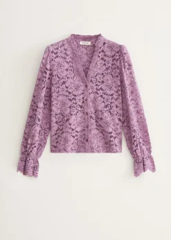 Kanten blouse met ruches