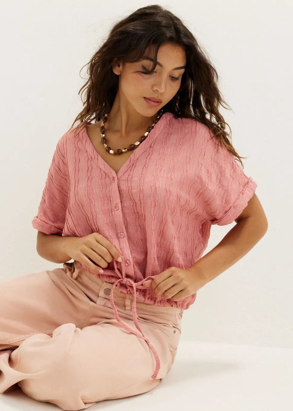 Korte blouse met koord