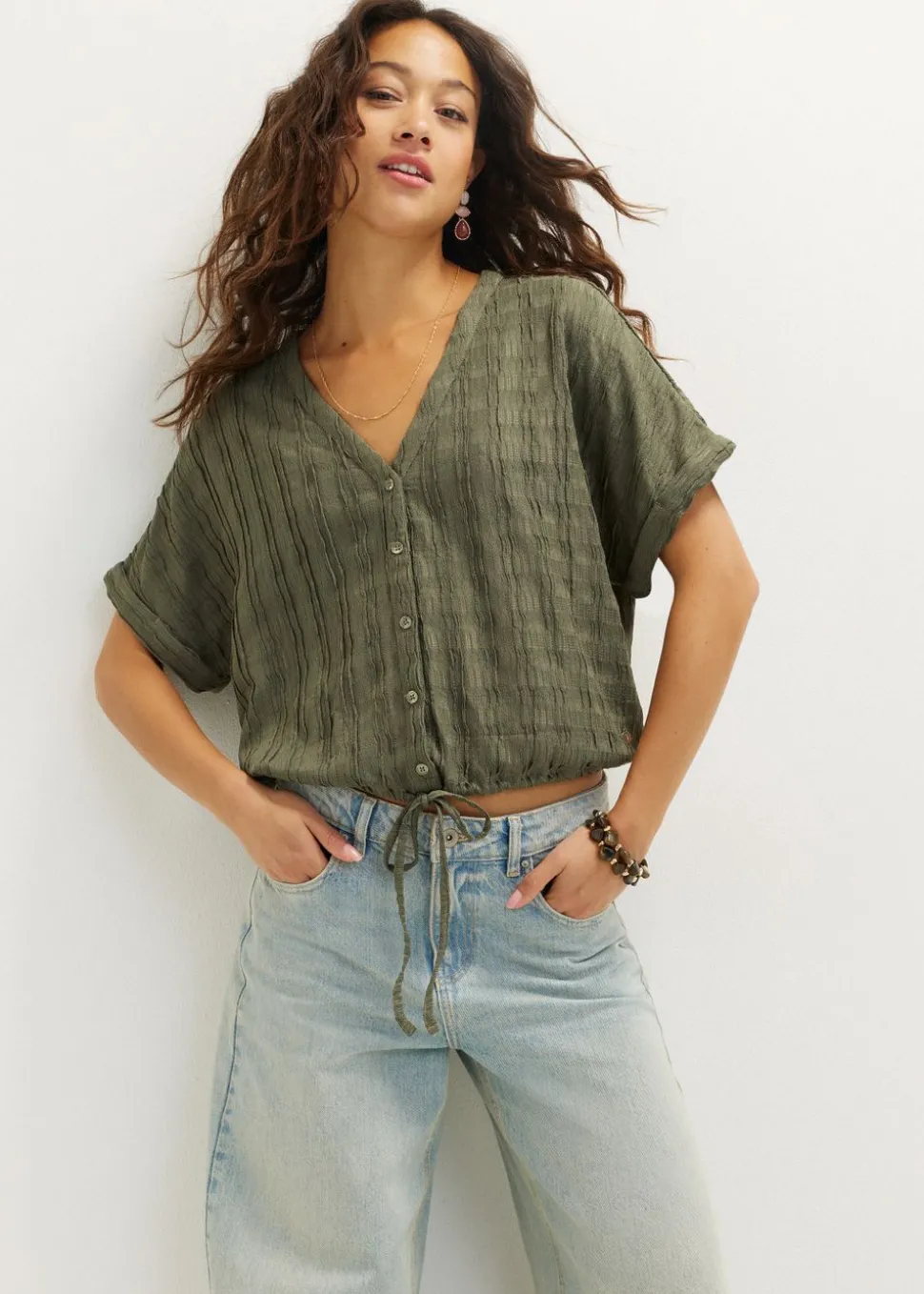 Korte blouse met koord