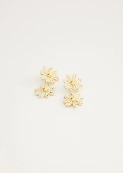 Raffia bloem oorbellen