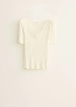 Rib T-shirt met kant