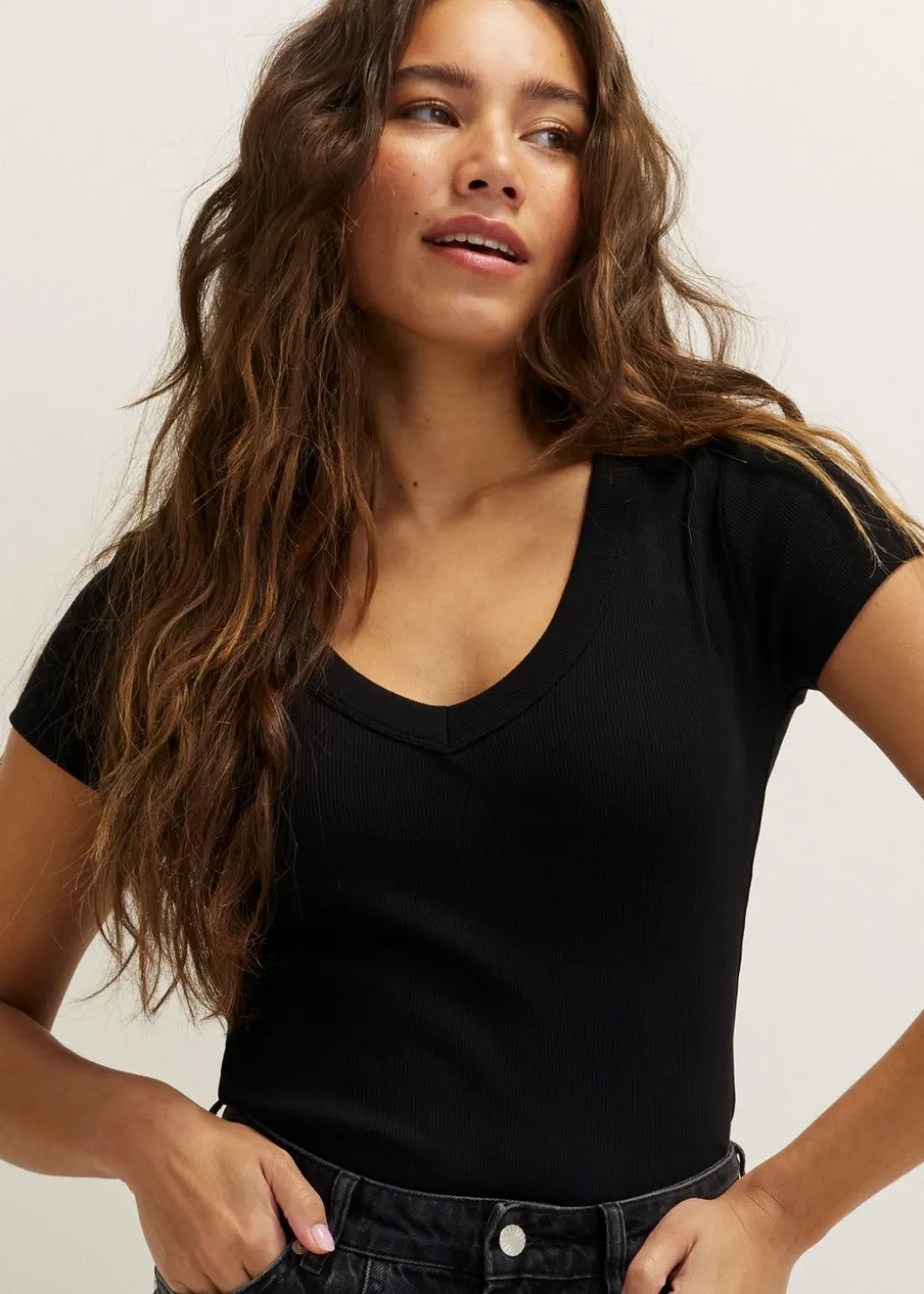 T-shirt met v-hals