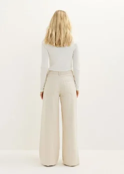 Wide leg jeans met structuur