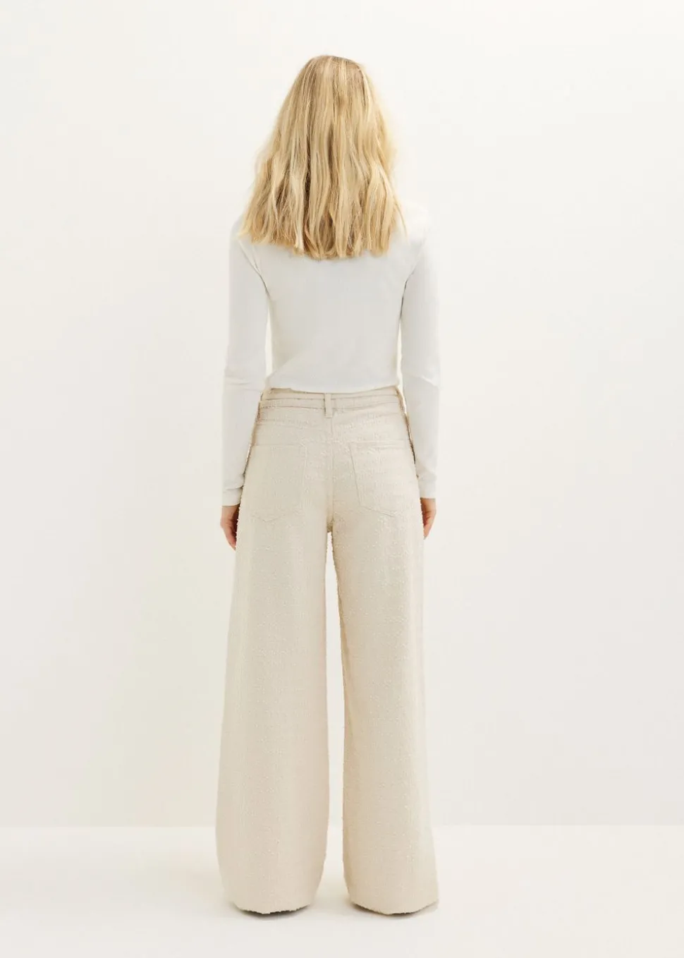 Wide leg jeans met structuur