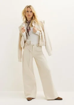 Wide leg jeans met structuur