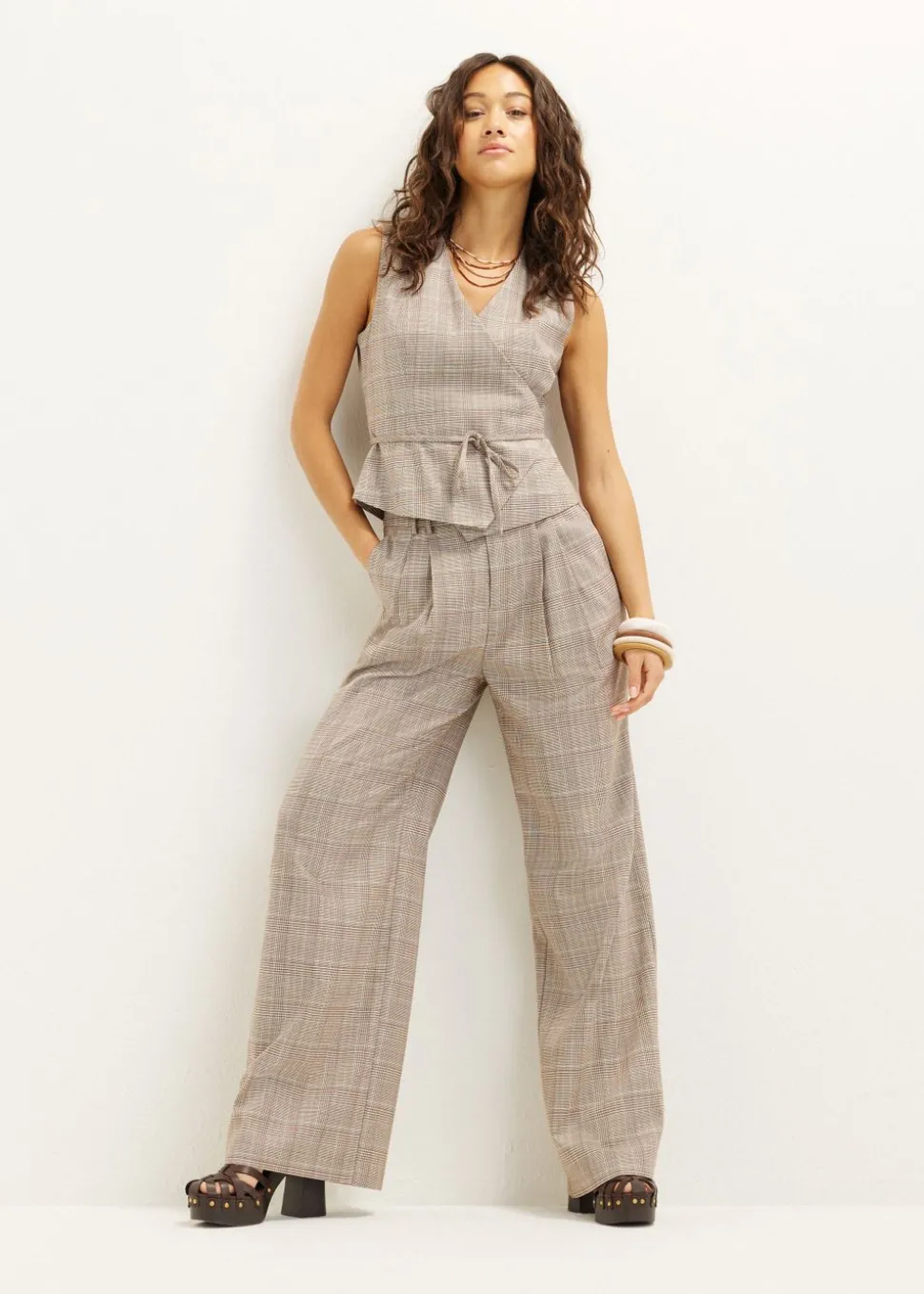 Wijde pantalon met plooien
