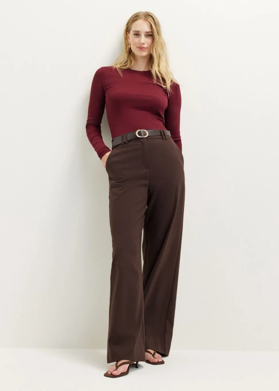 Wijde pantalon met riem